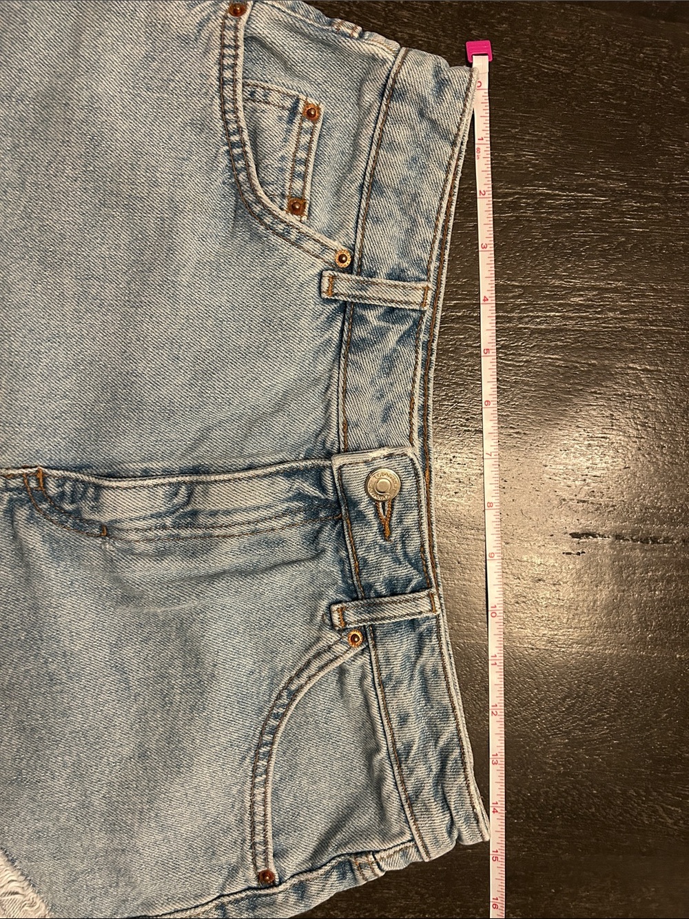 Topshop Light Blue Frayed Hem Denim Shorts - Picture 5 of 6